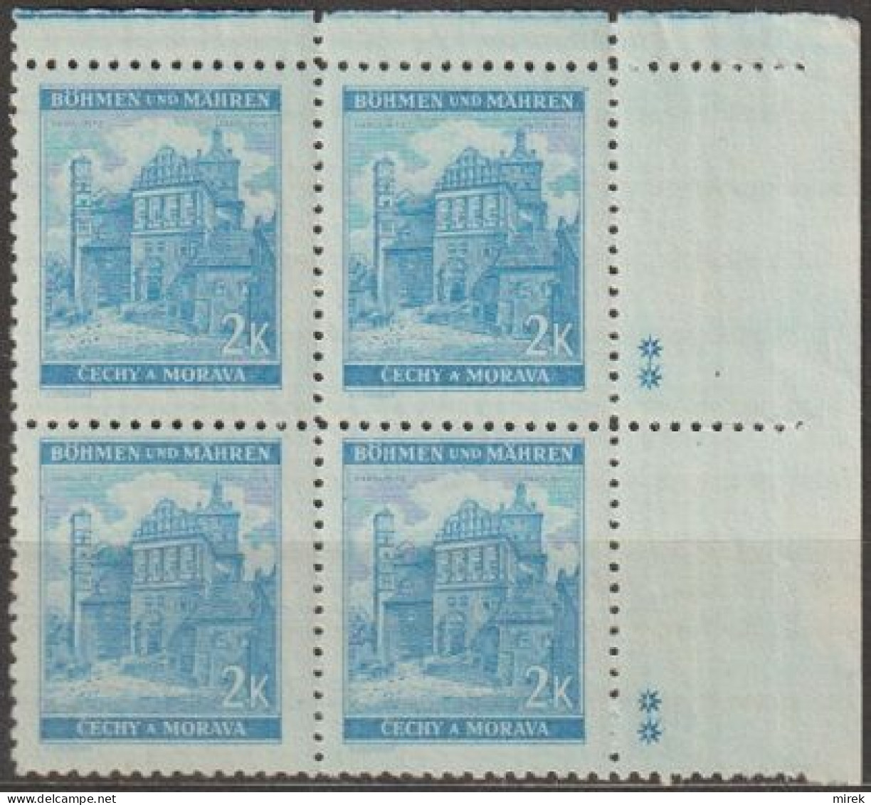 121/ Pof. 59, Light Blue; Corner 4-block, Plate Mark ++ - Unused Stamps