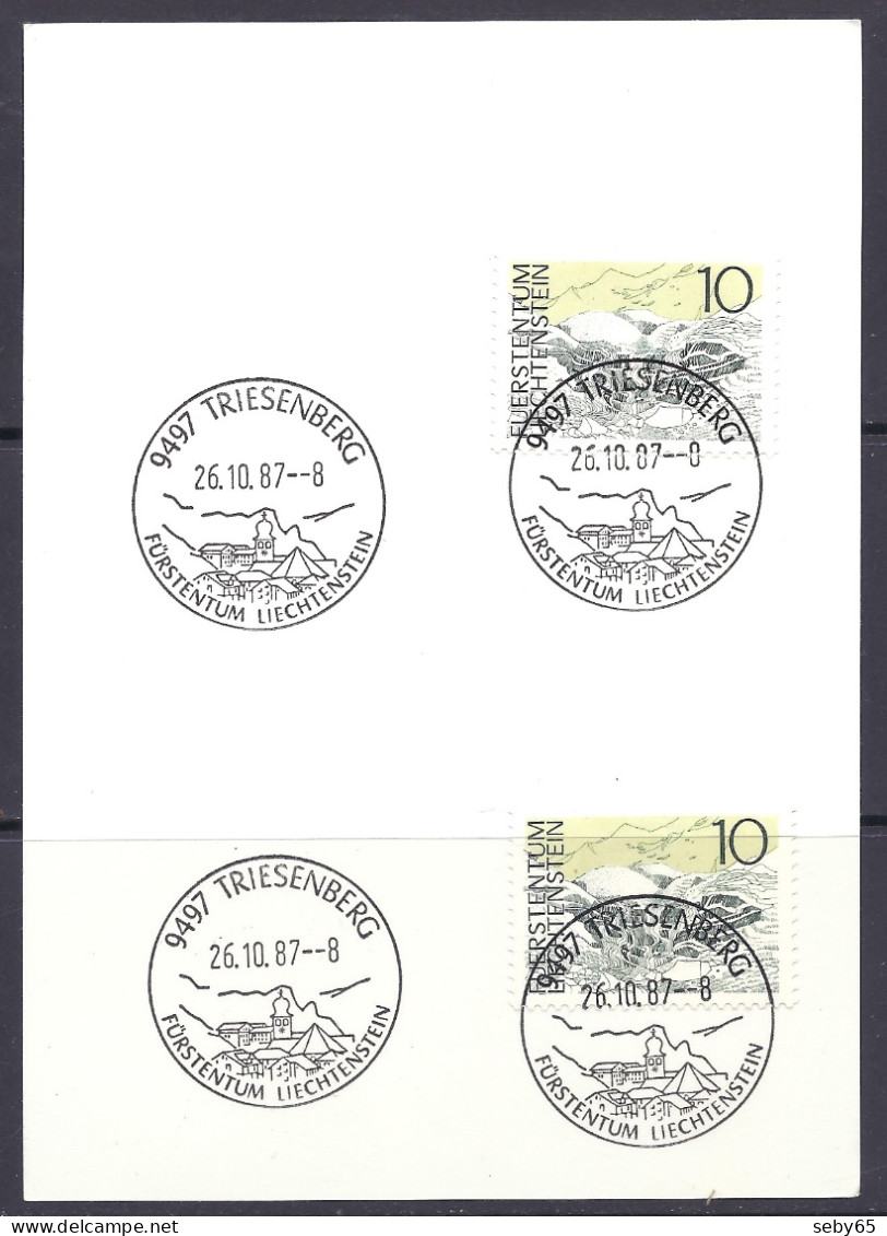 Liechtenstein 1987 - Triesenberg, Landscapes, Postmark On Double Stamps - Covers & Documents