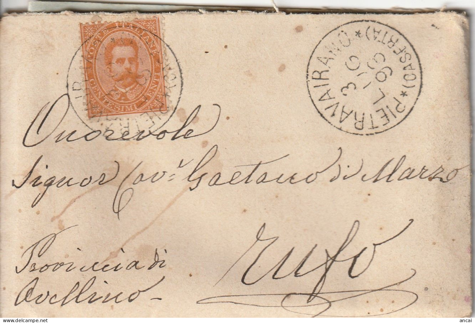 Italy. A204. Pietravairano. 1896. Annullo Gande Cerchio  PIETRAVAIRANO (CASERTA), Su Lettera, Completa Di Testo - Poststempel