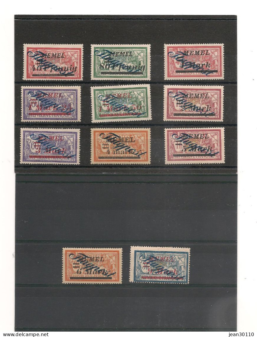 MEMEL 1922 P.A. N° 8/19* Ou (**)  Cote : 19,00 € - Unused Stamps