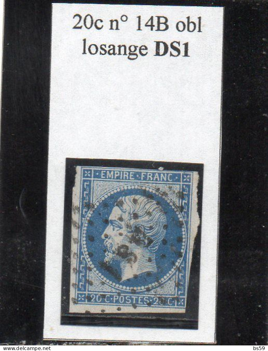 Paris - N° 14B (ld) Obl Losange DS1 - 1853-1860 Napoleon III