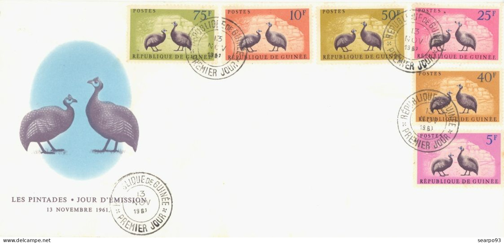 GUINEA. FDC. GUINEA FOWLS. 1961 - Guinee (1958-...)