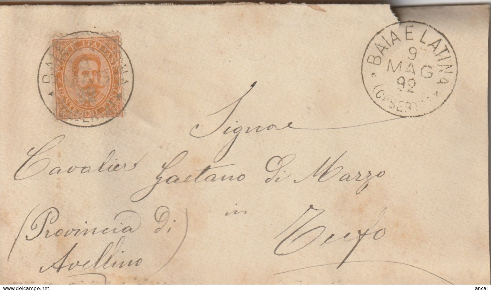 Italy. A204. Baia E Latina. 1892. Annullo Gande Cerchio  BAIA E LATINA (CASERTA), Su Lettera, Completa Di Testo - Poststempel