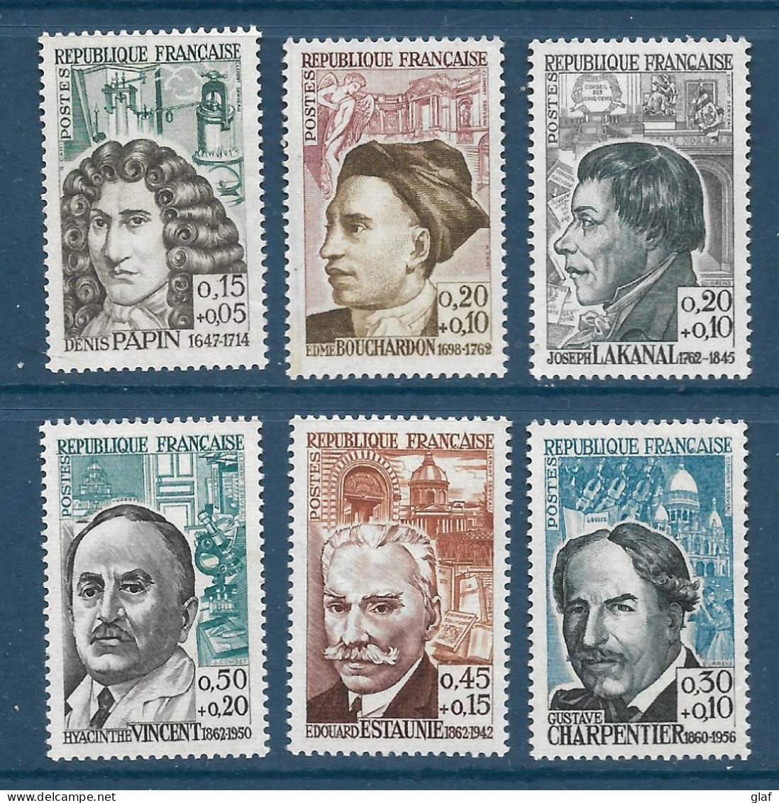 Série Personnages Célèbres 1962 (YT 1345/1350) Neufs Sans Trace De Charnière - Unused Stamps