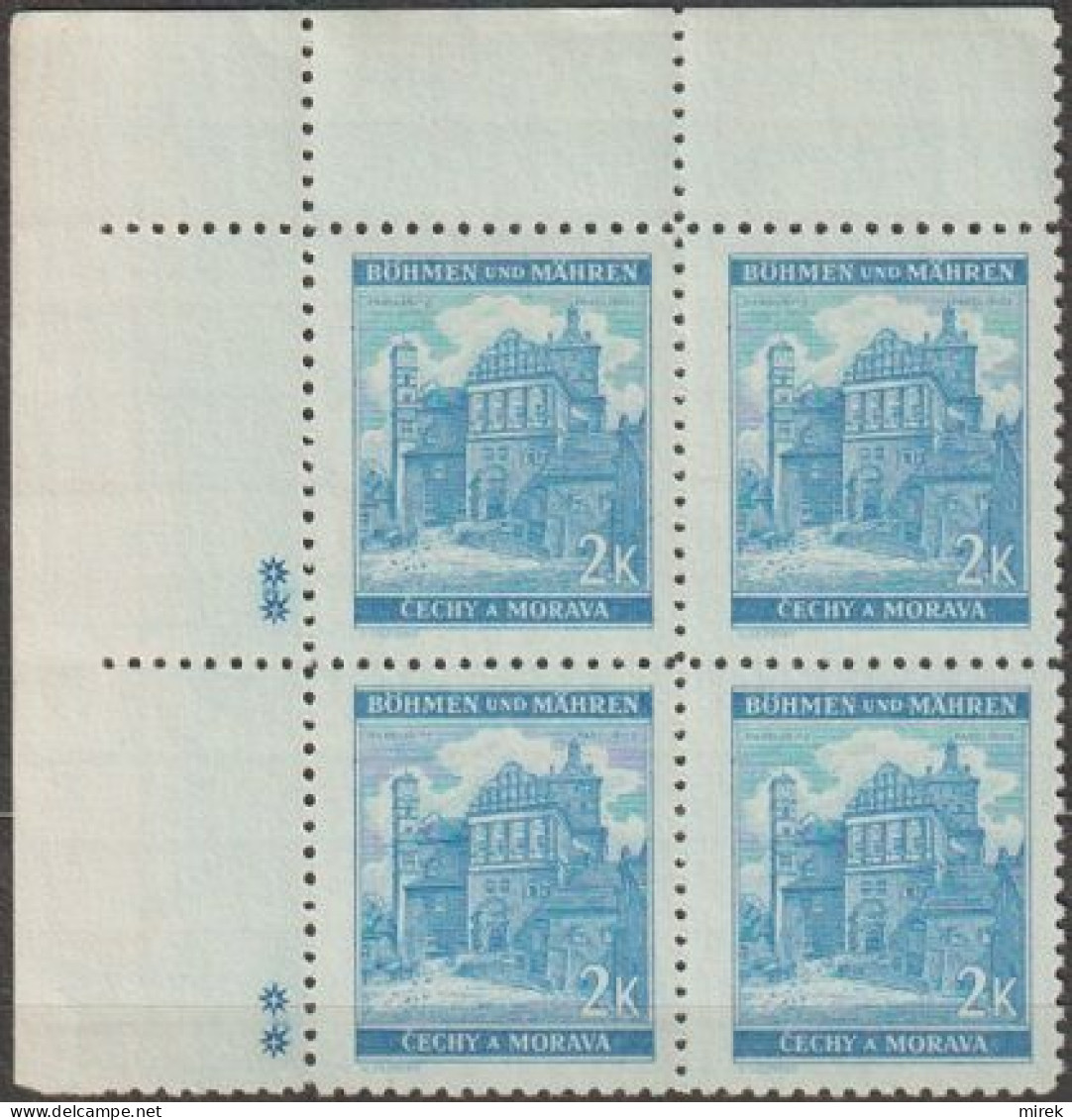 122/ Pof. 59, Light Blue; Corner 4-block, Plate Mark ++ - Nuevos