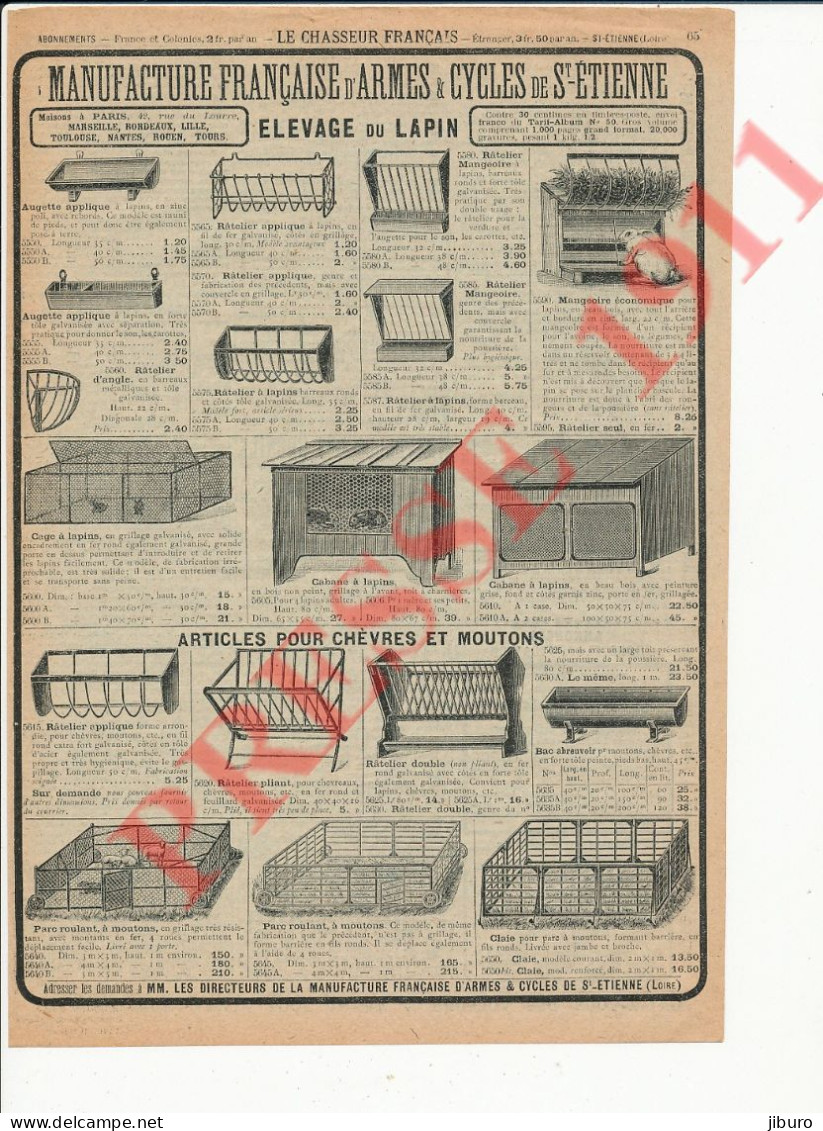 Publicité Vintage 1911 Elevage Du Lapin Cage Cabane à Lapins Mangeoire Râteliers Chèvres Parc à Moutons Agriculture - Pubblicitari