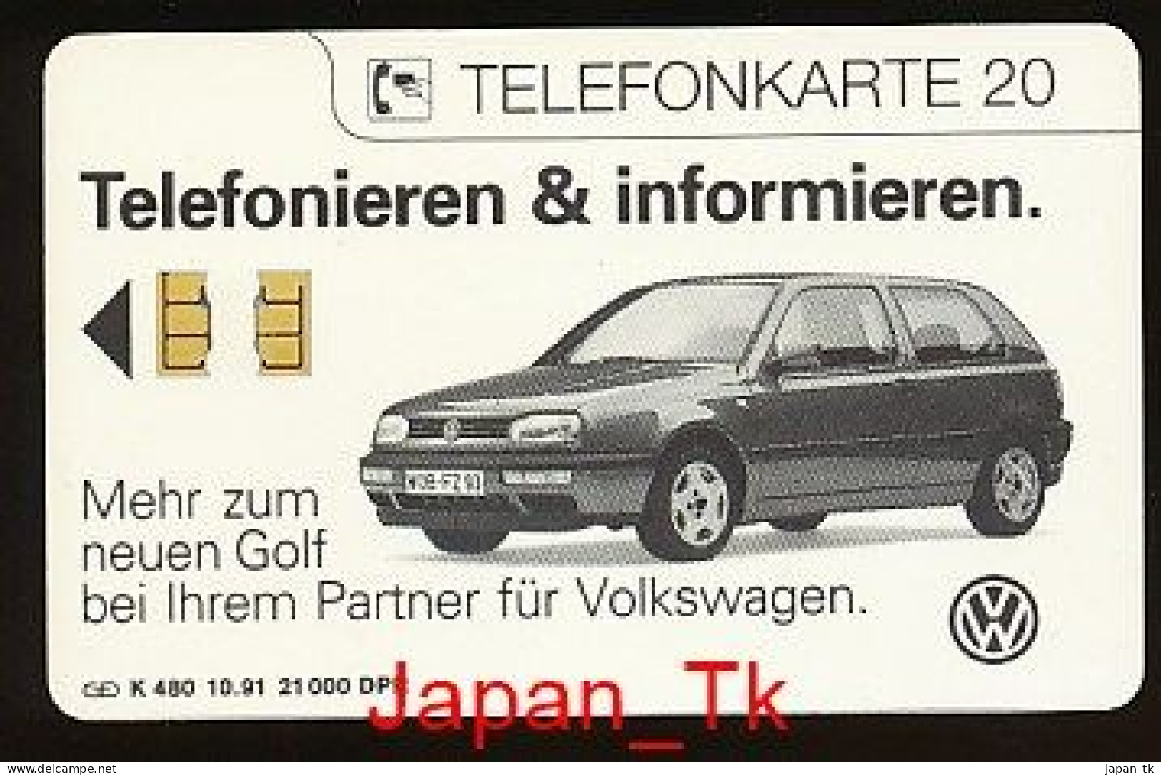 GERMANY K 480  91  VW Golf - Aufl  21 000 - Siehe Scan - K-Series: Kundenserie