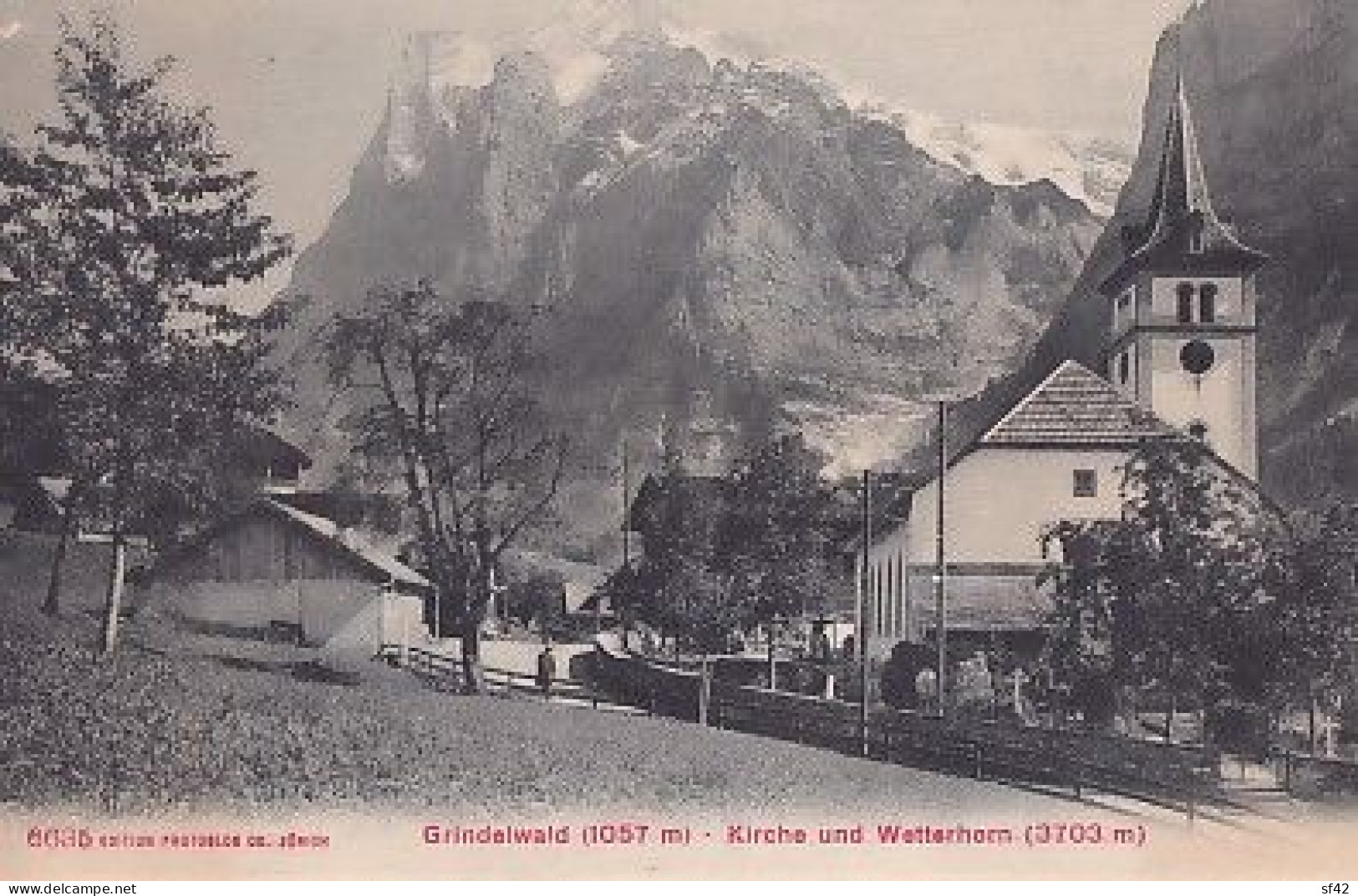 GRINDELWALD                KIRCHE UND  WETTERHORN - Grindelwald