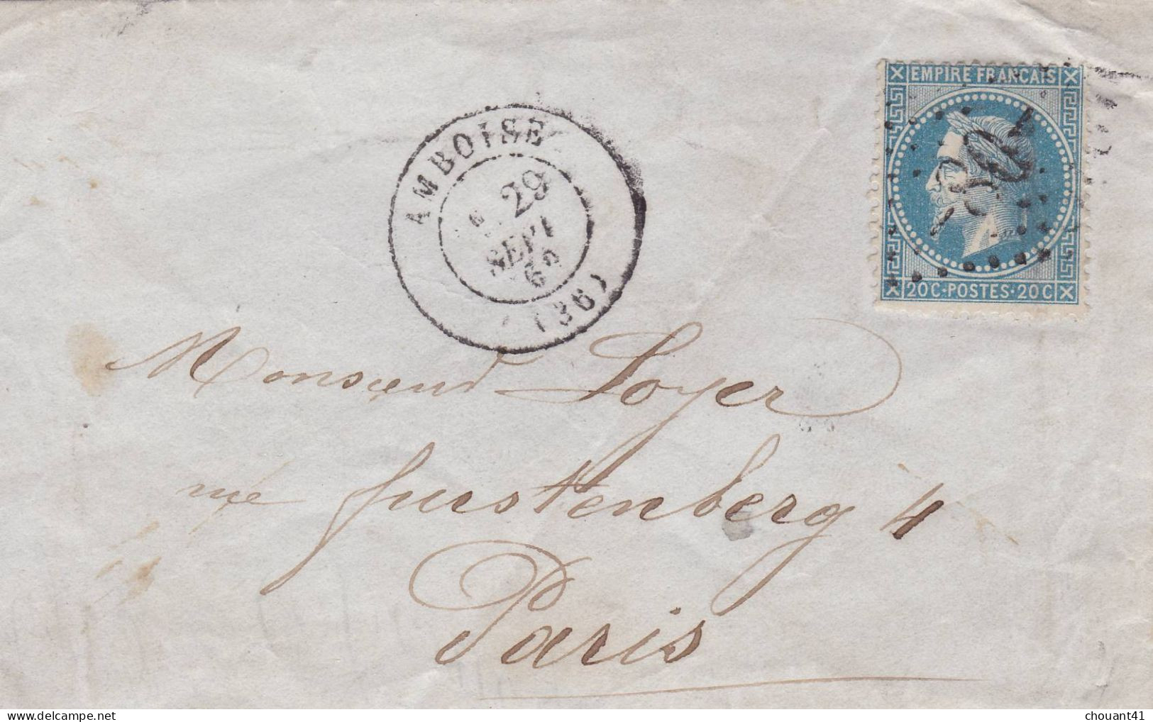 LAC 29A GC 80 Amboise Pour Paris 1868 - 1849-1876: Période Classique