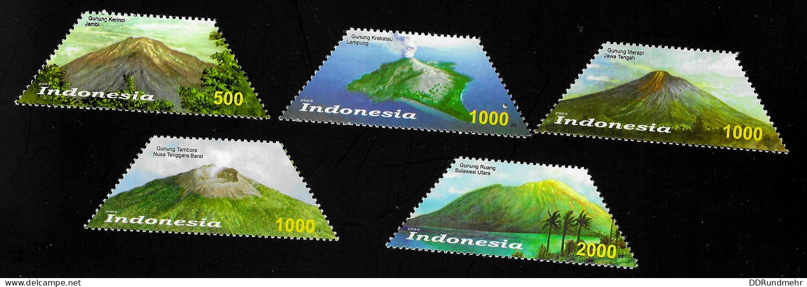 2003 Vulkane  Michel ID 2247 - 2251 Stamp Number ID 2027 - 2031 Yvert Et Tellier ID 2000 - 2004 Xx MNH - Indonesië