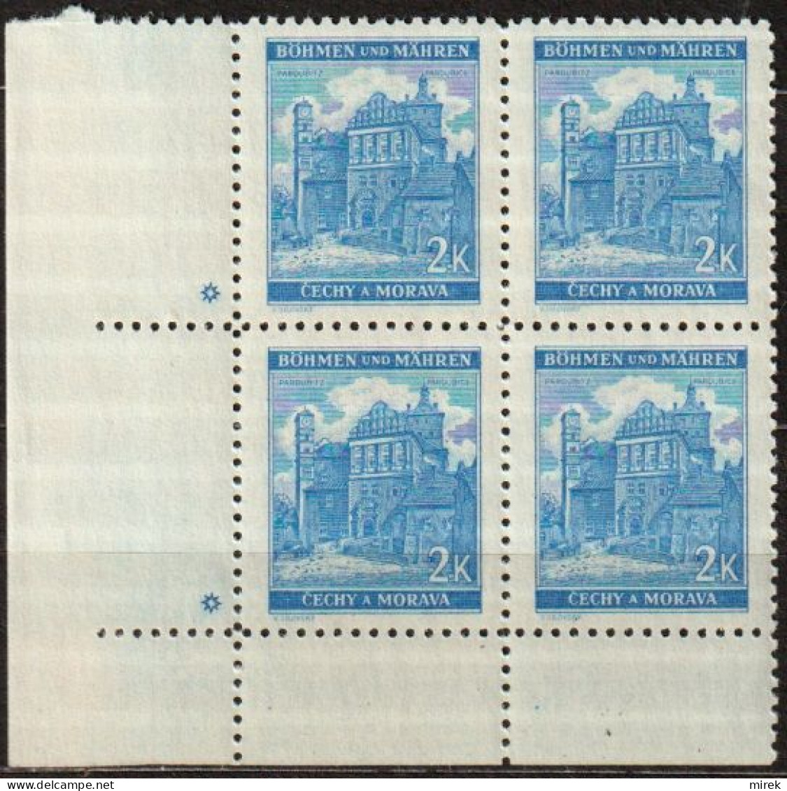 125/ Pof. 59, Clear Blue (very Rare); Corner 4-block, Plate Mark * - Unused Stamps