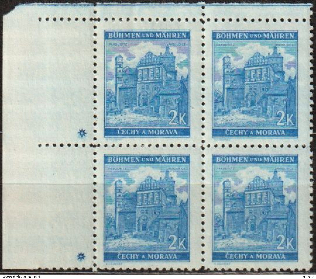 126/ Pof. 59, Clear Blue (very Rare); Corner 4-block, Plate Mark + - Unused Stamps