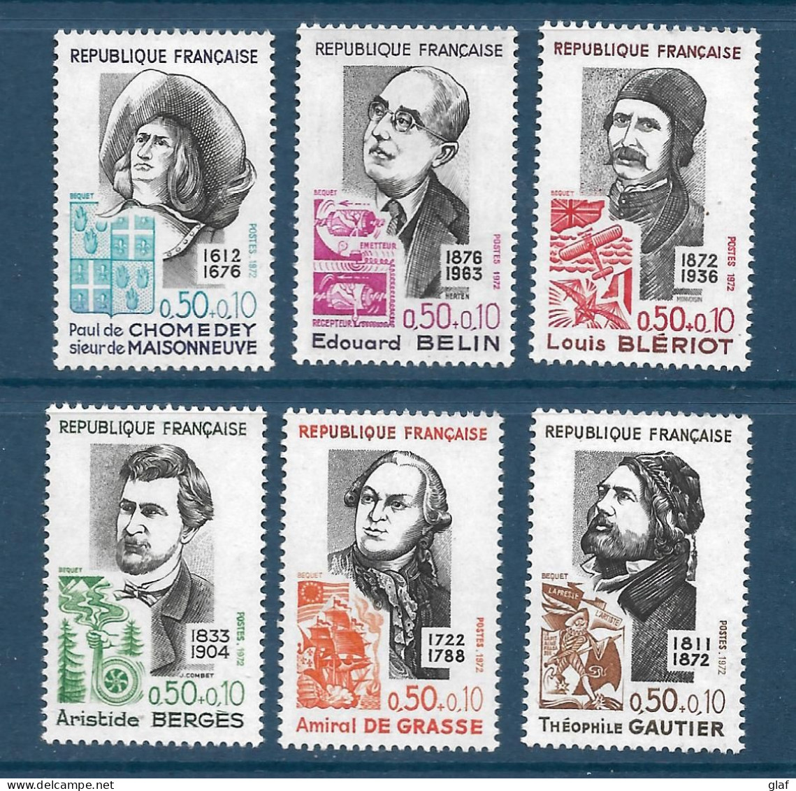 Série Personnages Célèbres 1972 (YT 1706/09 Et 1727/28) - Neufs Sans Trace De Charnière - Unused Stamps
