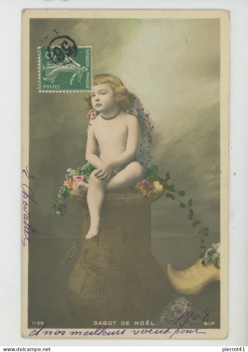 ENFANTS - LITTLE GIRL - MAEDCHEN - Jolie Carte Fantaisie Portrait Fillette Ange " SABOT DE NOEL " - Portretten