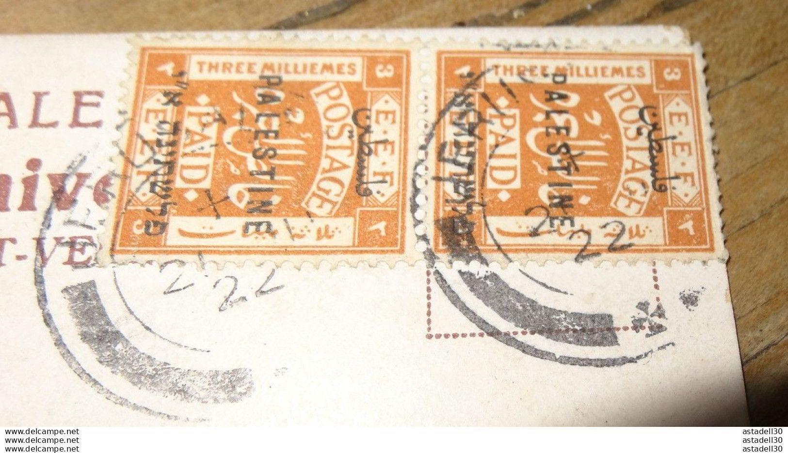 Paire Timbres 3m, Postée De Jérusalem, PALESTINE En 1922 Pour La France ............PHI......... 18803 - Palästina