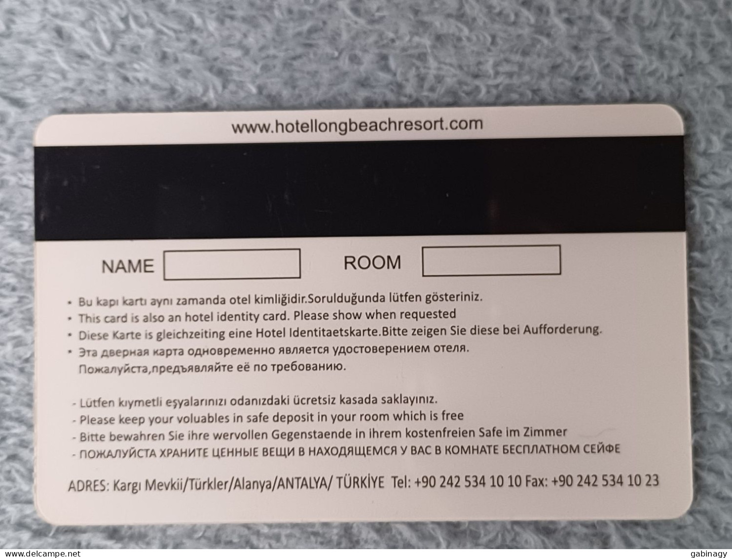 HOTEL KEYS - 2566 - TURKEY - LONG BEACH - Cartas De Hotels