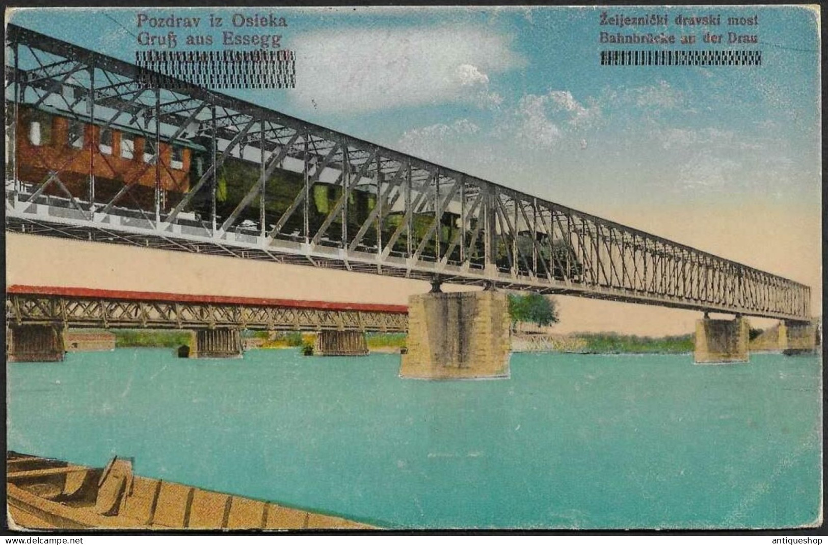 Croatia-----Osijek (Railway Bridge)-----old Postcard - Croatia