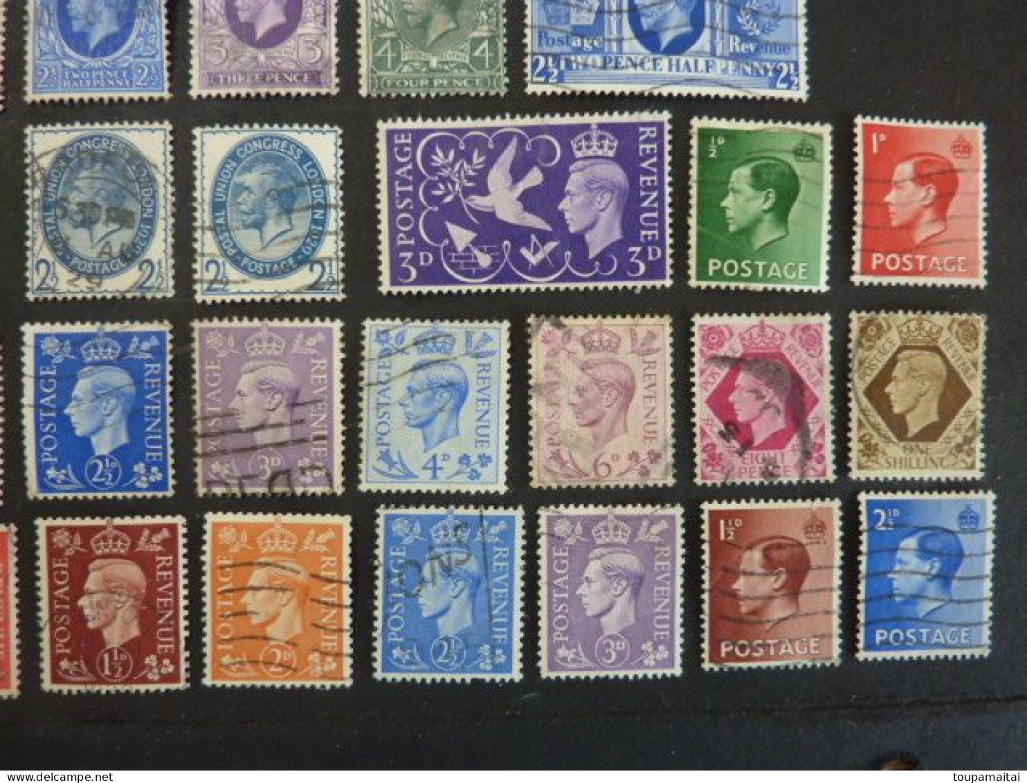 GRANDE BRETAGNE, divers timbres des années 1902 à 1951, LOT de 70 TIMBRES OBLITERES, Edward VII à Georges VI