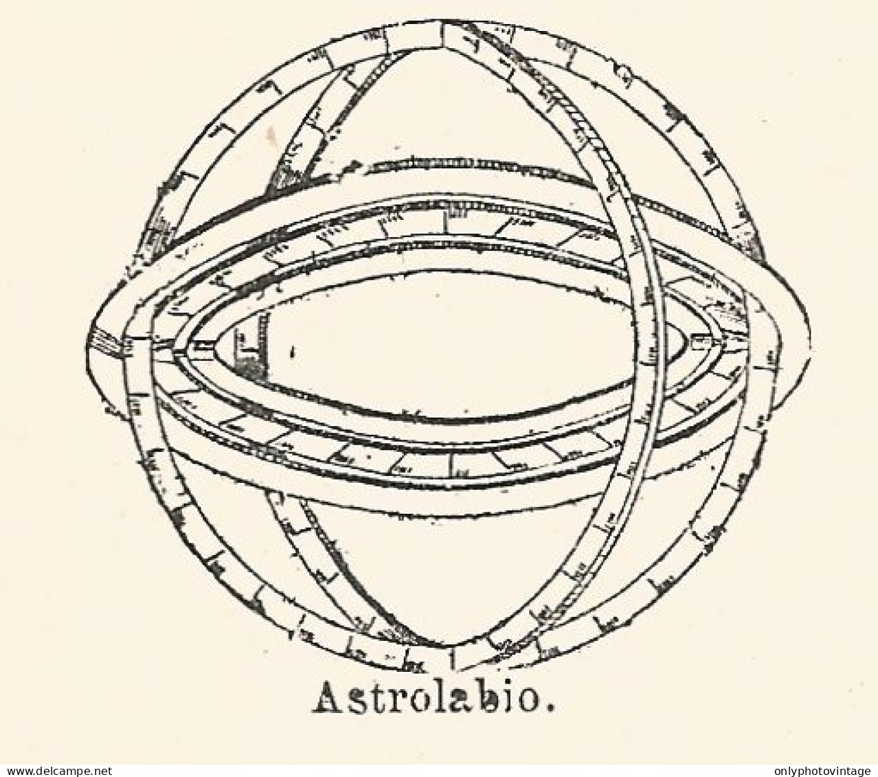 Astrolabio - Xilografia D'epoca - 1924 Old Engraving - Estampas & Grabados