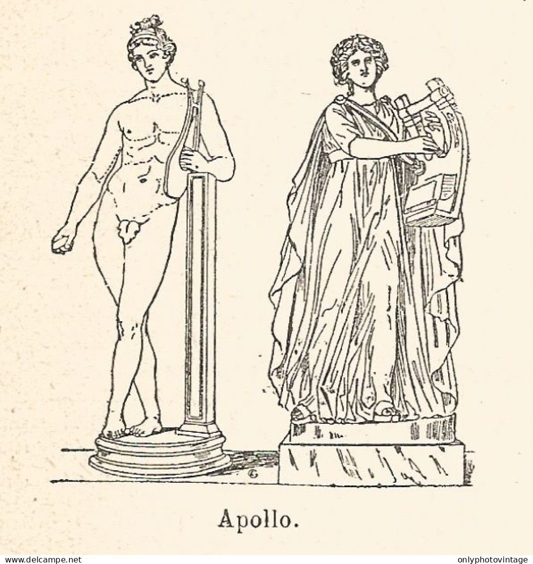 Apollo - Xilografia D'epoca - 1924 Old Engraving - Estampas & Grabados