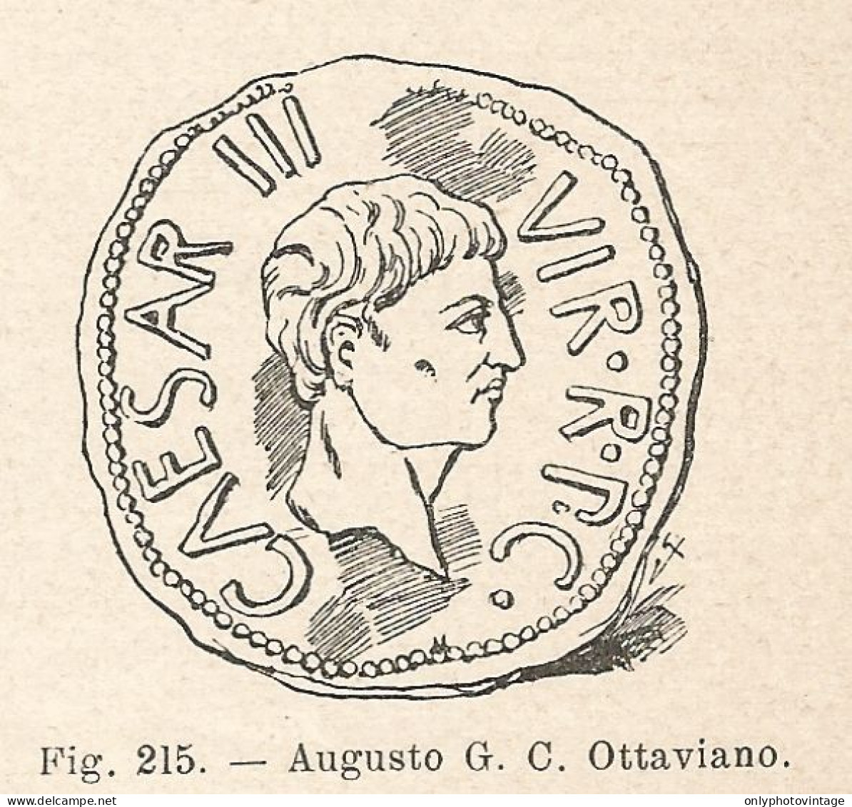 Augusto Giulio Cesare Ottaviano - Xilografia D'epoca - 1924 Old Engraving - Estampas & Grabados
