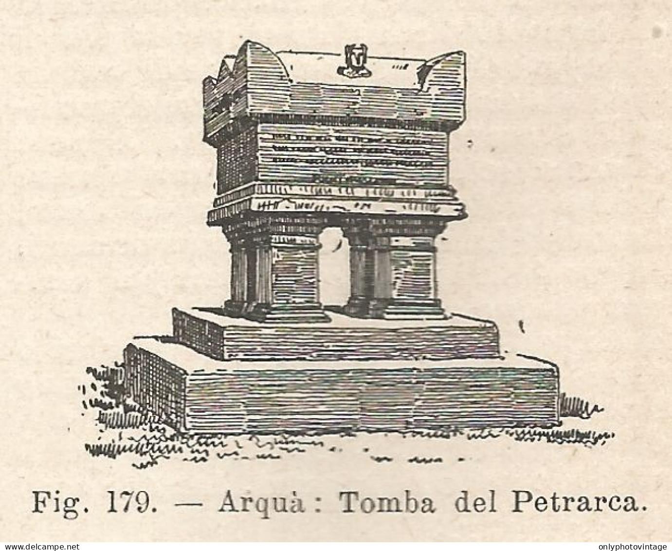 Arquà - Tomba Del Petrarca - Xilografia D'epoca - 1924 Old Engraving - Estampas & Grabados