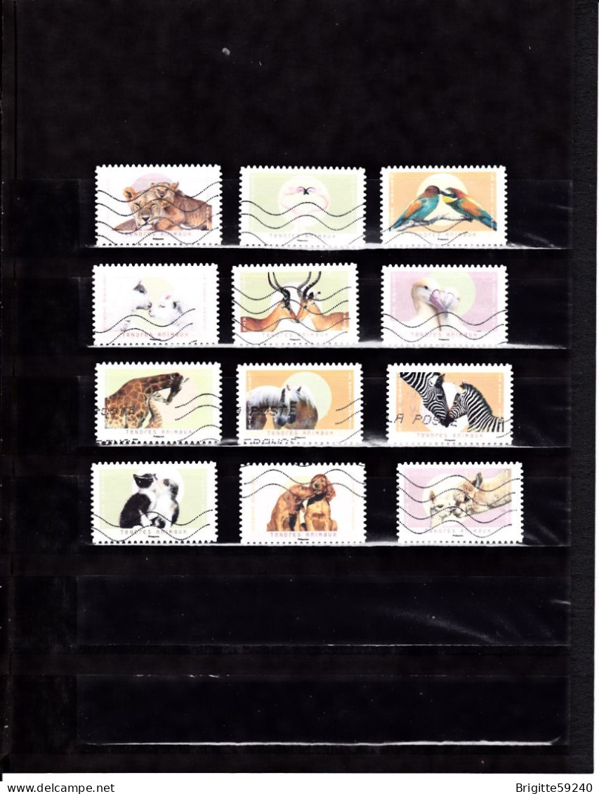 FRANCE - TENDRES ANIMAUX - 12 TIMBRES OBLITERES - Gebraucht