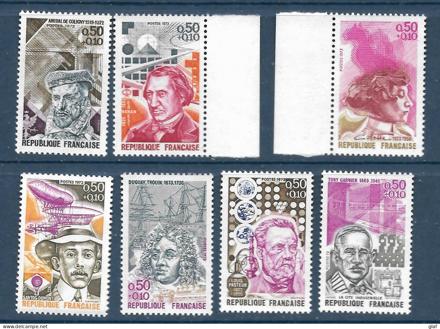 Série Personnages Célèbres 1973 (YT 1744/48 Et 1768/69) - Neufs Sans Trace De Charnière - Unused Stamps