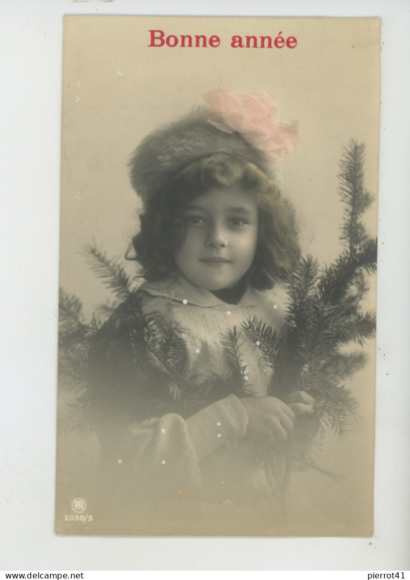 ENFANTS - LITTLE GIRL - MAEDCHEN - Jolie Carte Fantaisie Fillette Et Branches De Sapin "Bonne Année" - Abbildungen