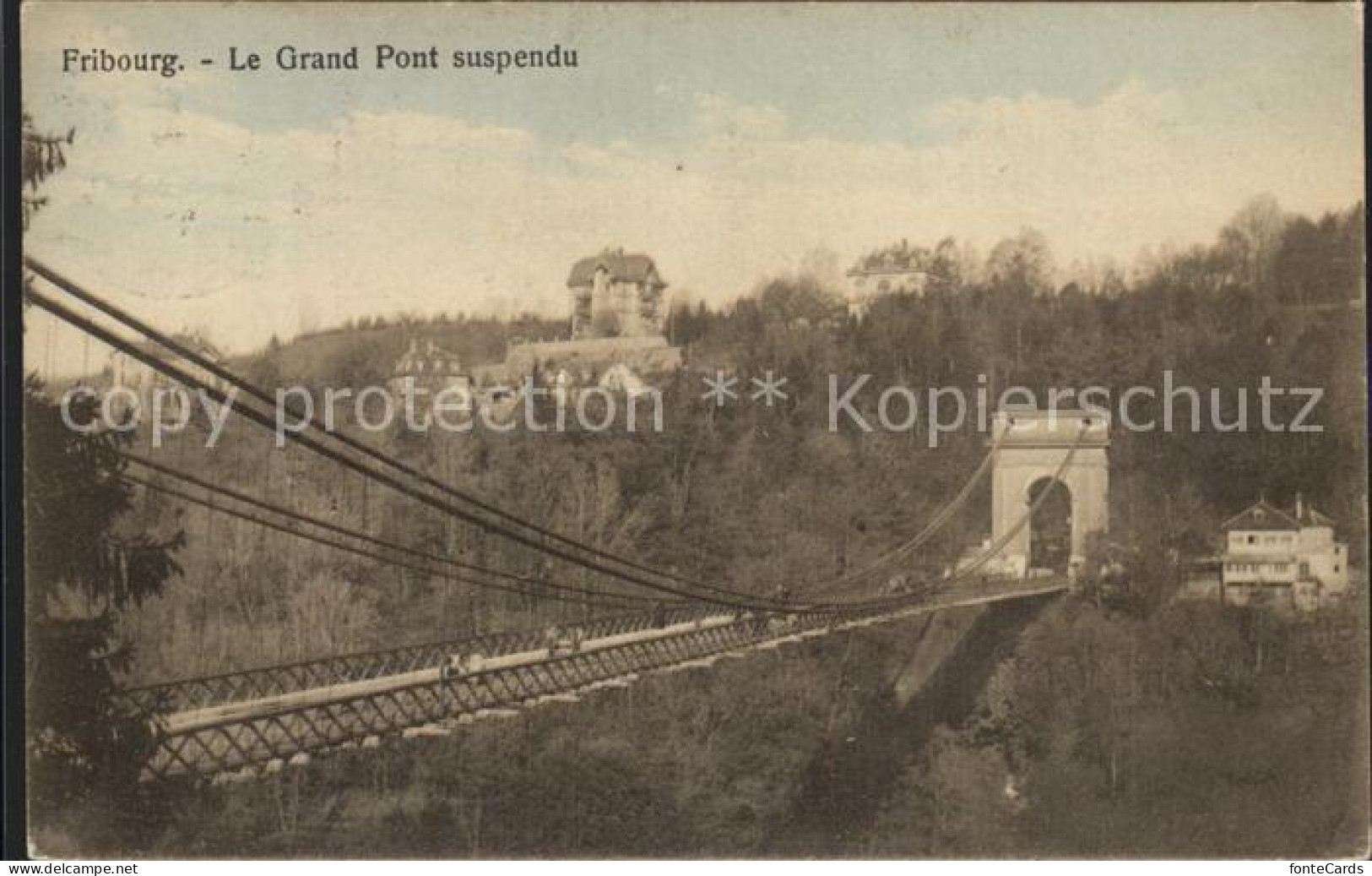 12334413 Fribourg FR Le Grand Pont Suspendu Fribourg - Other & Unclassified