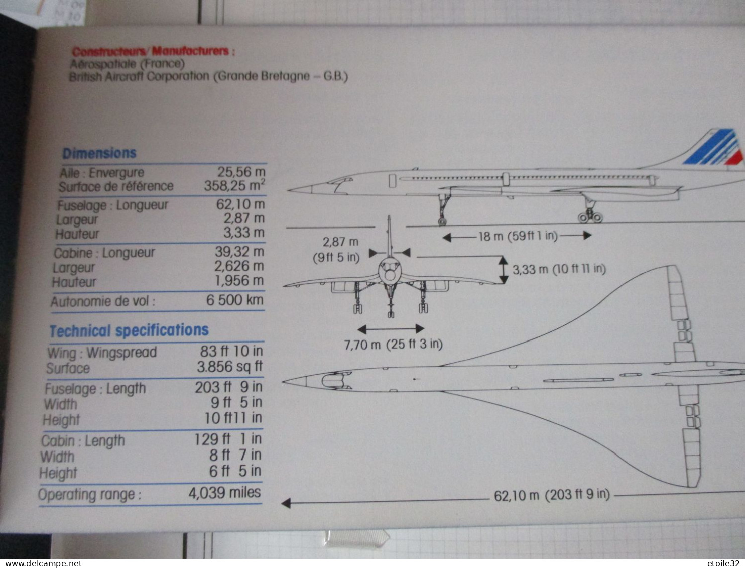MEMO DU CONCORDE 10 Pages - Concorde