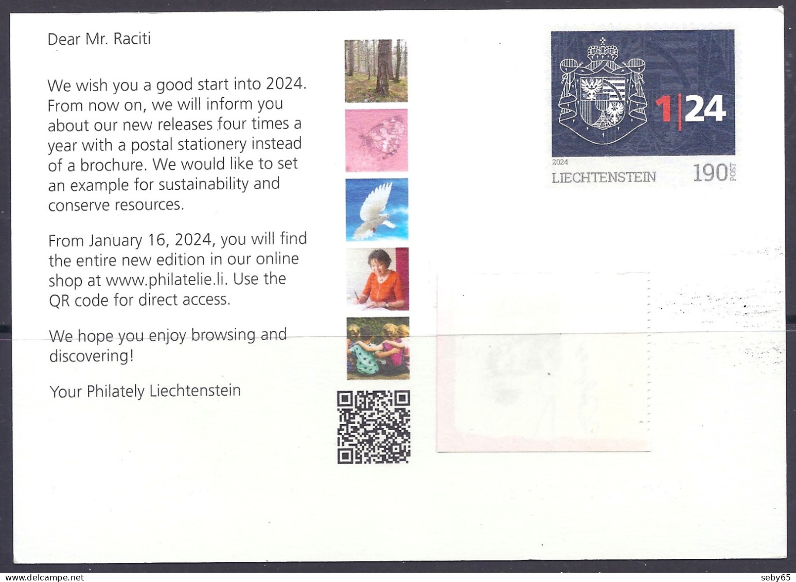 Liechtenstein Philatelie - Official Philatelic Post Office Pre-stamped Card, 1/24 - Lettres & Documents