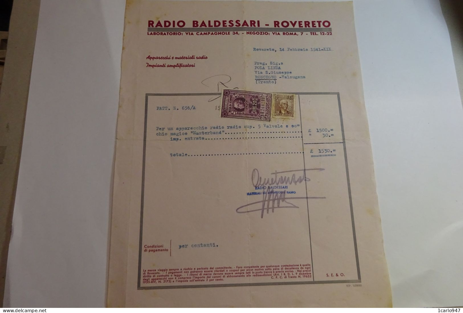 ROVERETO  -- TRENTO  -- RADIO BALDESSARI - Italia