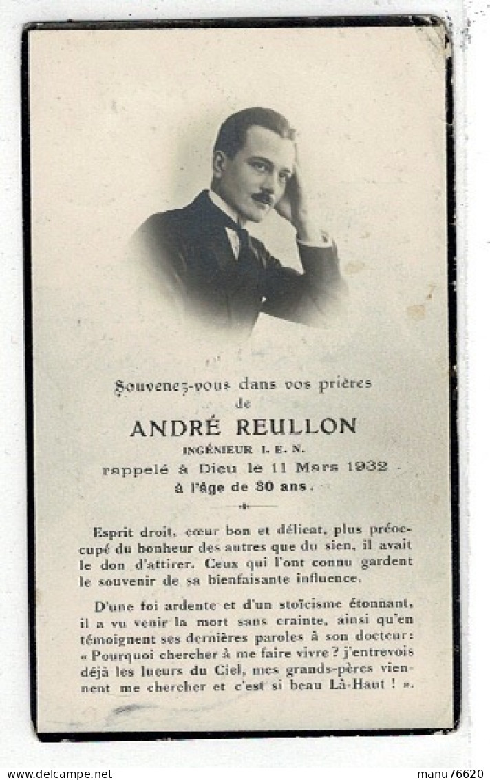 IMAGE RELIGIEUSE - CANIVET : Post Mortem André Reullon , Ingénieur I.E.N. En 1932 , Lieu Paris ? - Religion & Esotérisme