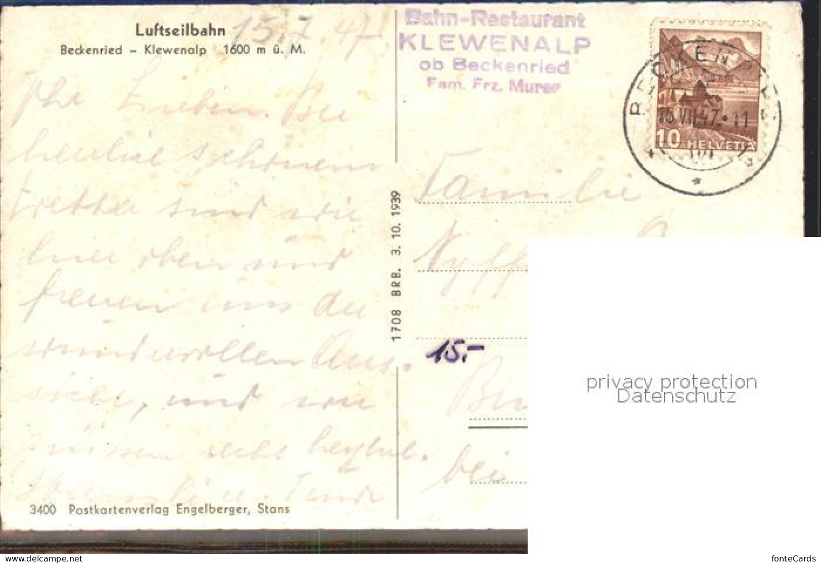 12334272 Beckenried Luftseilbahn Nach Klewenalp Beckenried - Other & Unclassified