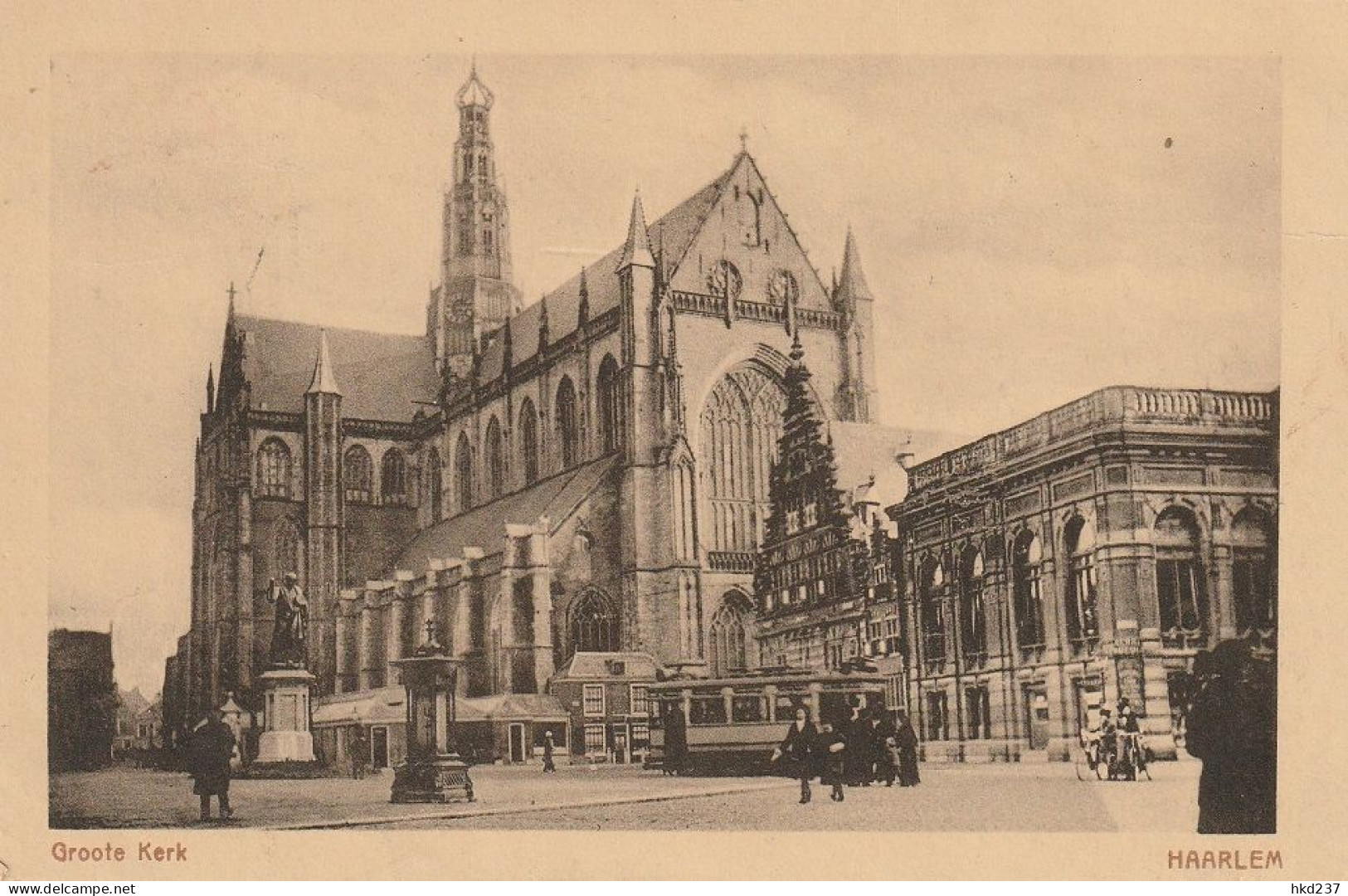 Haarlem Groote Kerk Levendig Tram Fietsers # 1919     5024 - Haarlem