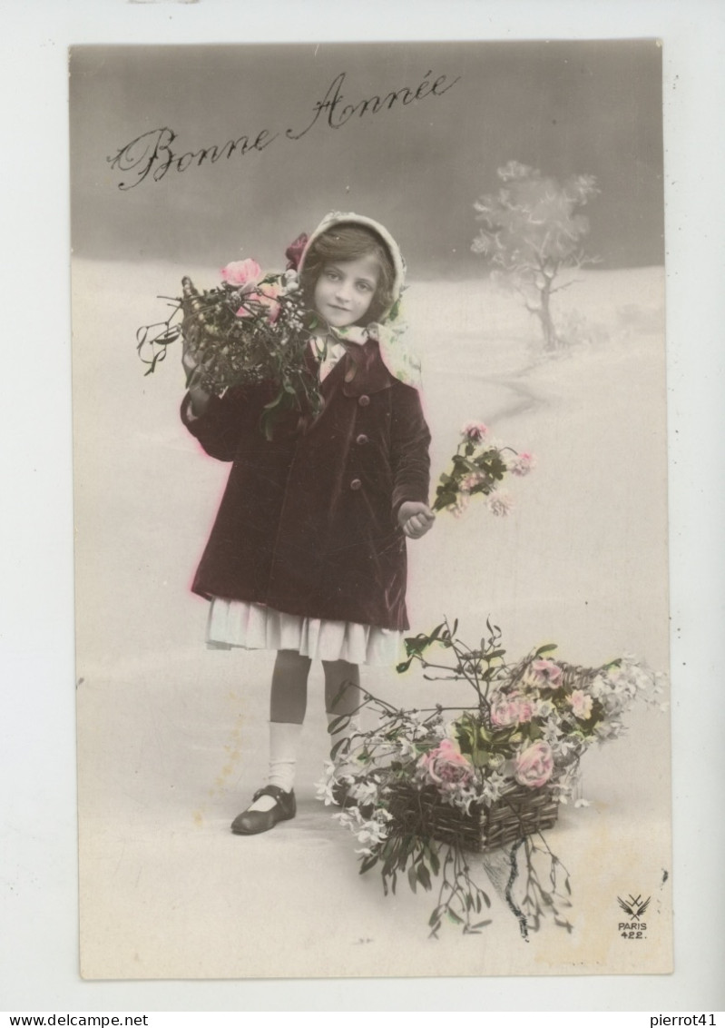 ENFANTS - LITTLE GIRL - MAEDCHEN - Jolie Carte Fantaisie Fillette Dans La Neige Et Fleurs - Portraits