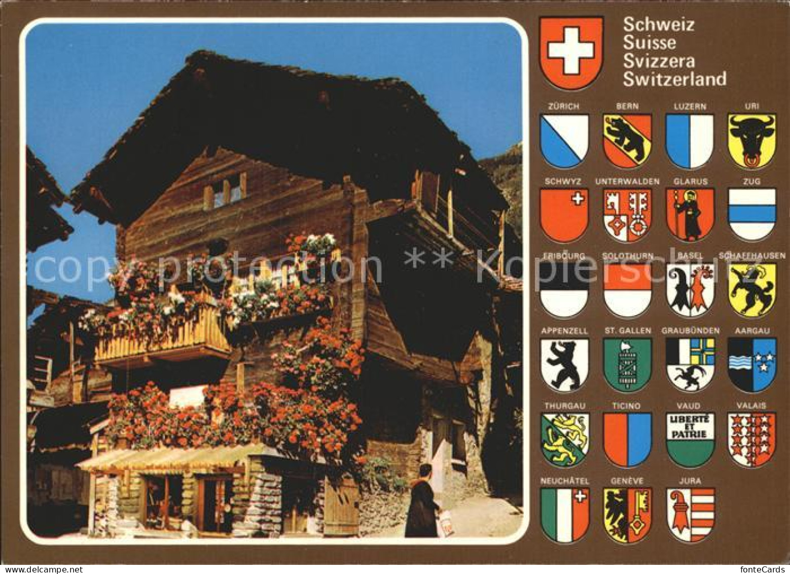 12333288 Evolene Vieux Chalets Typiques Alte Walliser Holzhaeuser Wappen Evolene - Andere & Zonder Classificatie