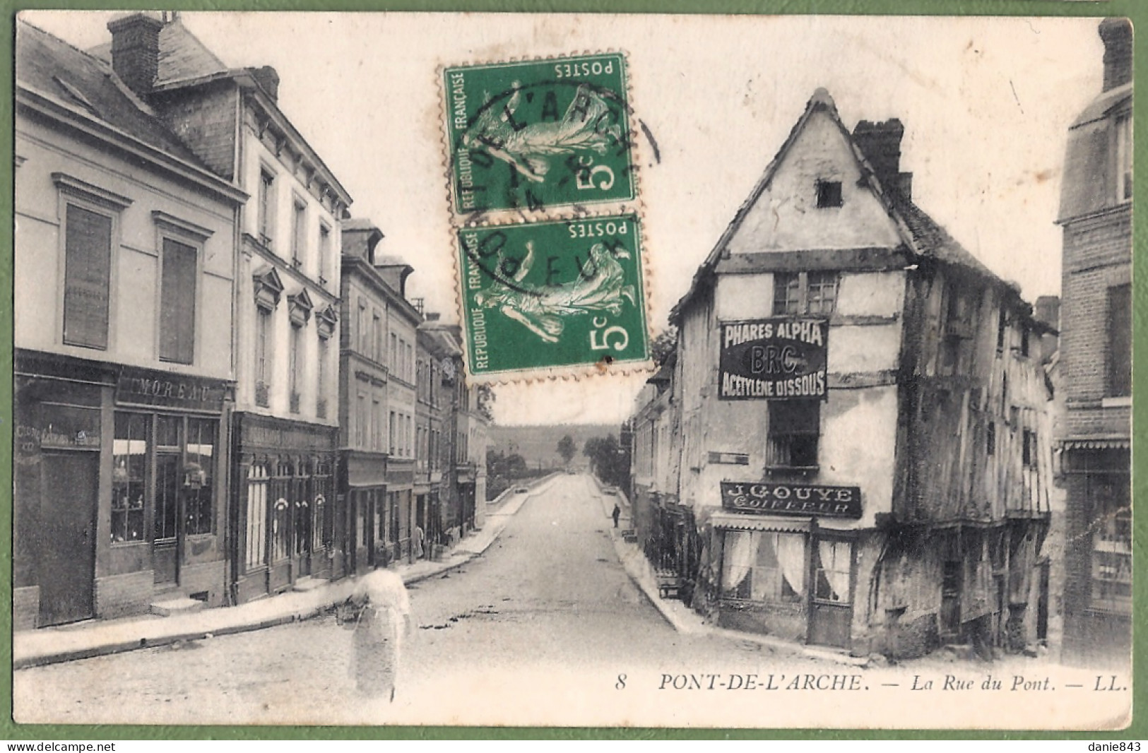 CPA  - EURE - PONT DE L'ARCHE - LA RUE DU PONT - Petite Animation, Commerces - Pont-de-l'Arche