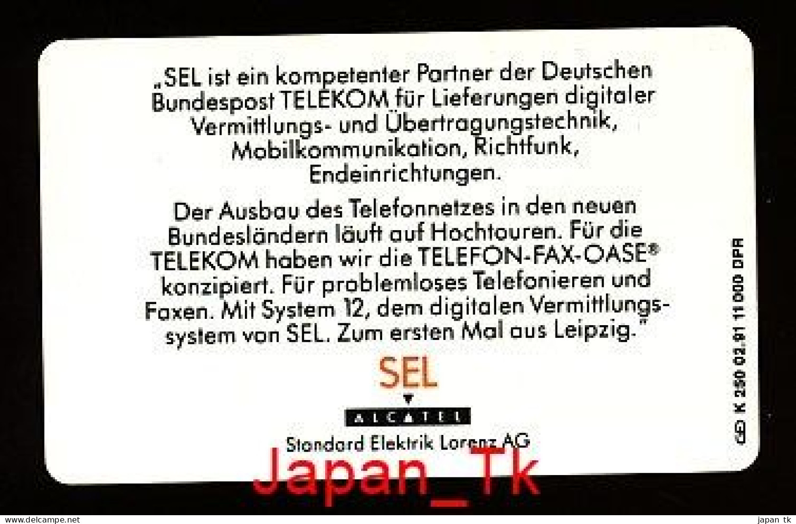 GERMANY K 250 91 SEL Alcatel  - Aufl  11000 - Siehe Scan - K-Serie : Serie Clienti