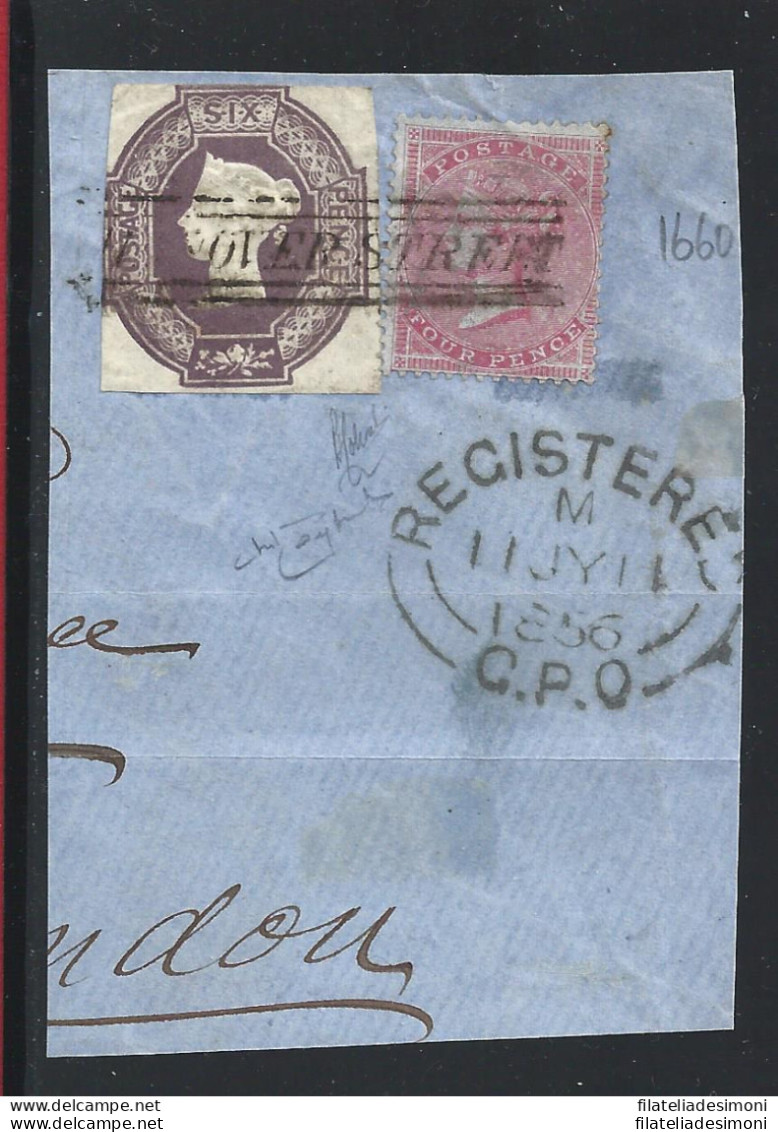 1854 GRAN BRETAGNA - N. 5 + 17 SU FRAMMENTO Firmato Raybaudi - Other & Unclassified