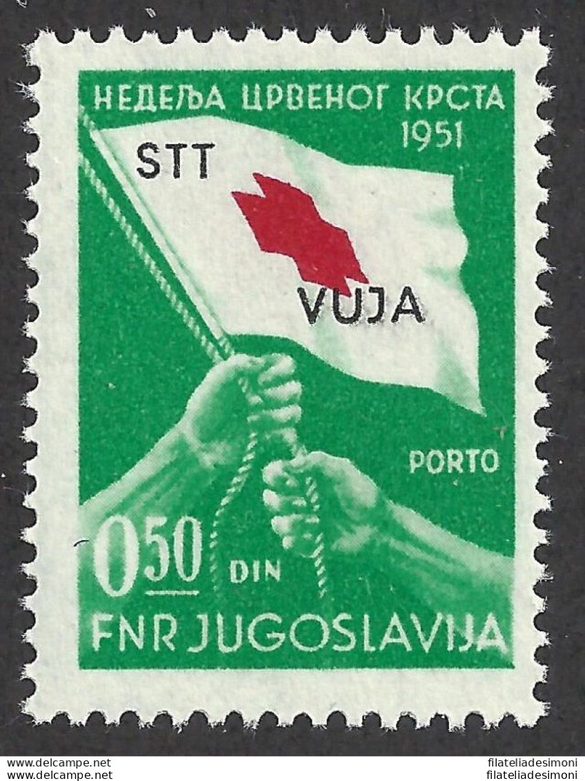 1951 TRIESTE B, N° 40 , Croce Rossa , 0,50 Verde E Rosso ,  MNH** - Autres & Non Classés