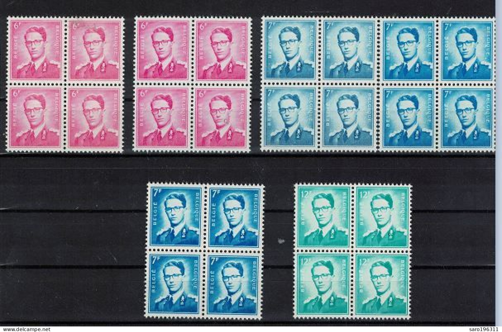 ROI BAUDOUIN  ** / MNH  LOT En Bloc De 4 Avec NUANCES   à   17,89 // 2 SCANS - Ungebraucht