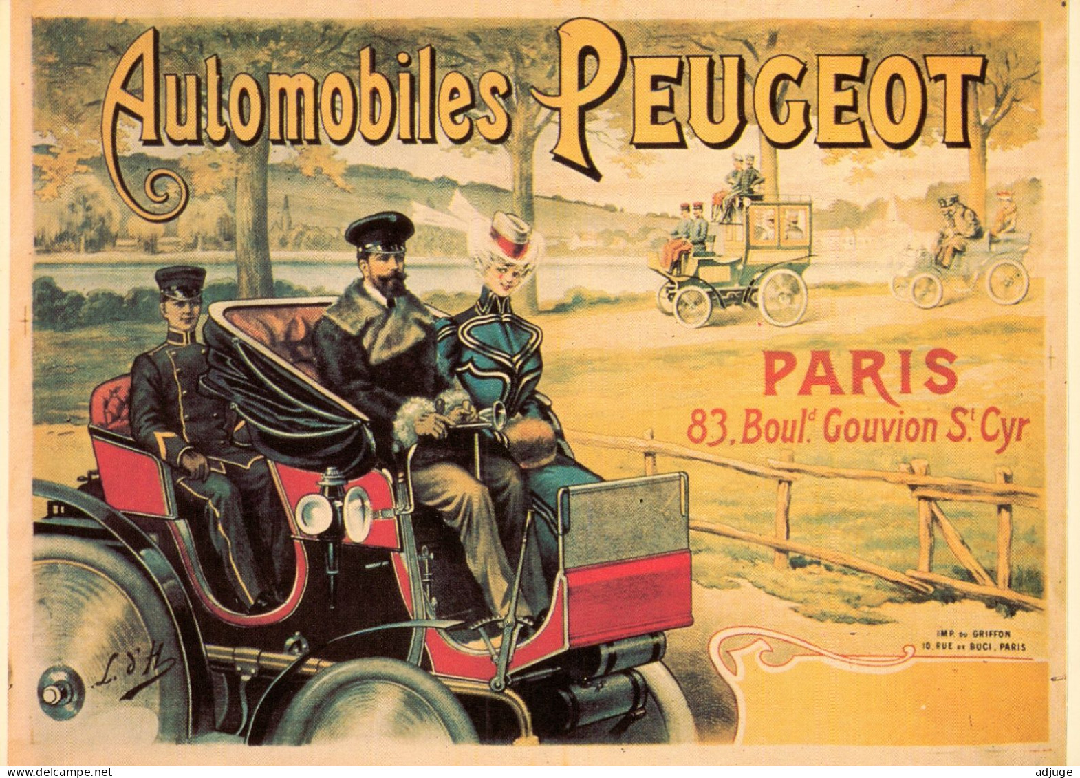 CPM- Affiche Publicité Automobiles PEUGEOT *1898* Belle Epoque*Mode* - Publicidad