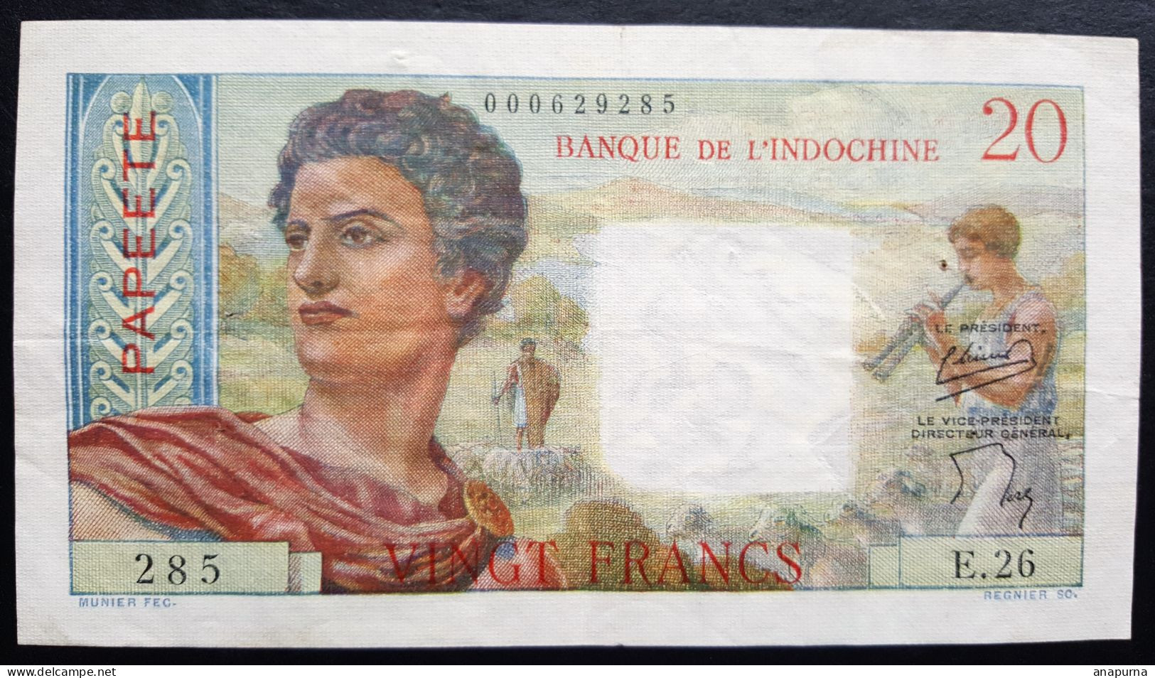 Billet 20 Francs TAHITI, Banque De L'Indochine, Papeete, - Autres - Océanie