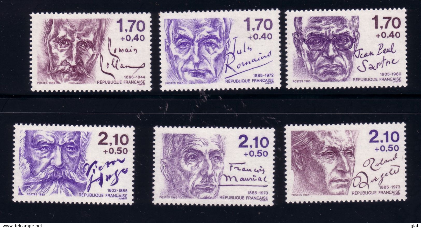 Série Personnages Célèbres 1985 (YT 2355/60) écrivains - Neufs Sans Trace De Charnière - Unused Stamps