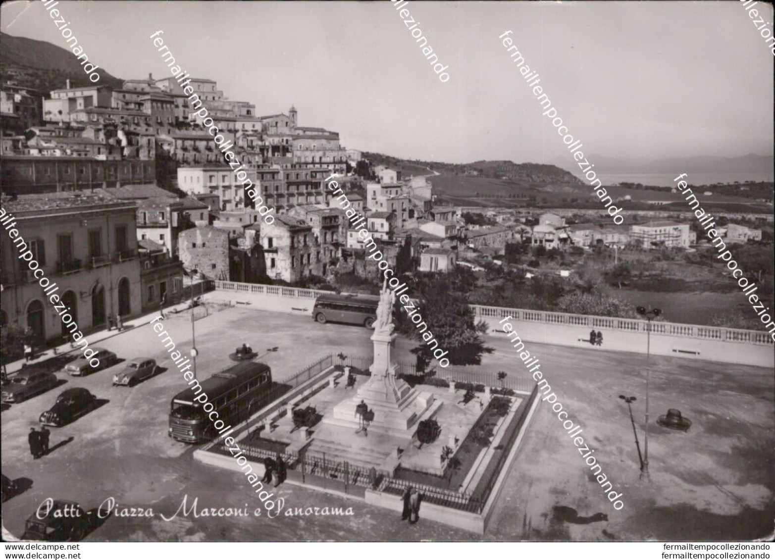 Al706 Cartolina Patti Piazza Marconi E Panorama Provincia Di Messina  Sicilia - Messina