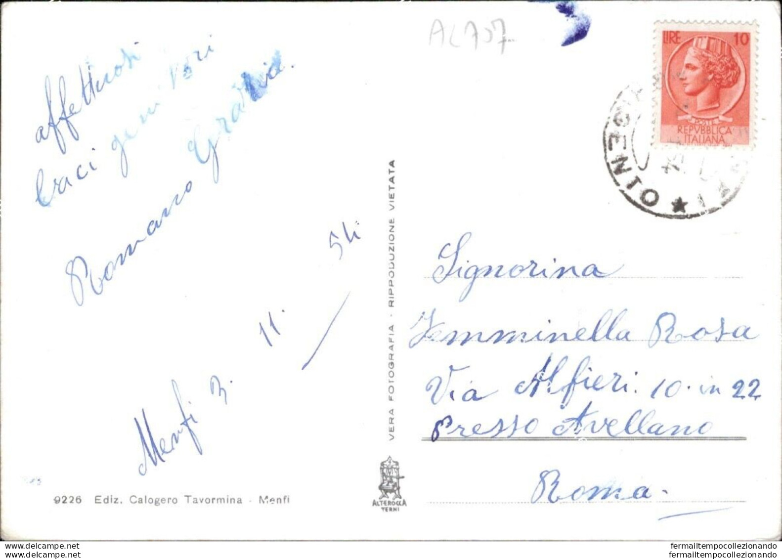 Al707 Cartolina Menfi Via Della Vittoria Provincia Di Agrigento Sicilia - Agrigento