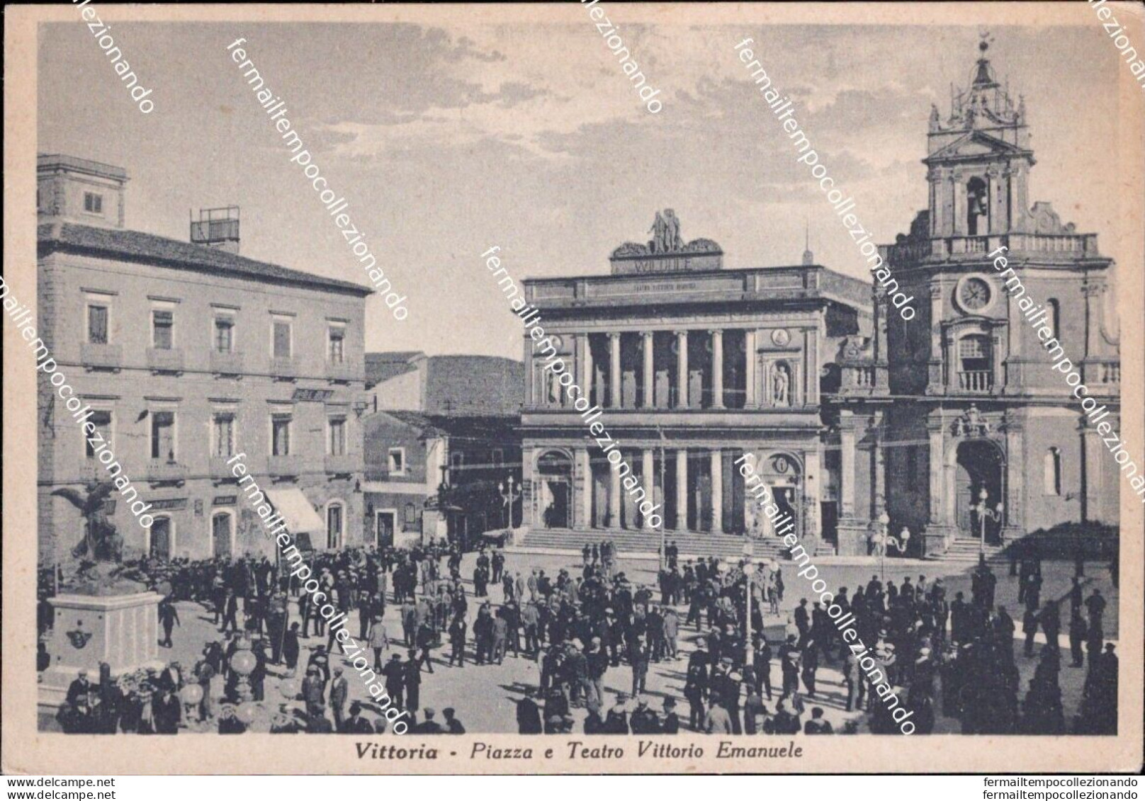 Al708 Cartolina  Vittoria Piazza E Teatro Vittorio Emanuele Provincia Di Ragusa - Ragusa