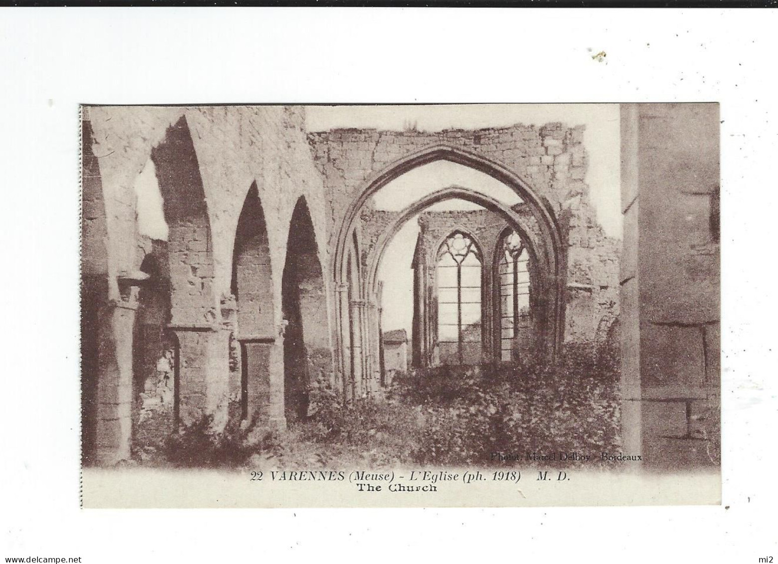 55  Varennes église  1918 Photo Marcel Delboy Non Circulé - Andere & Zonder Classificatie